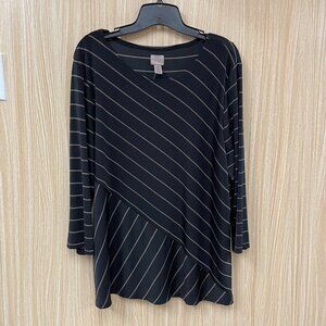 Chico's Black Stripe Top size 16
